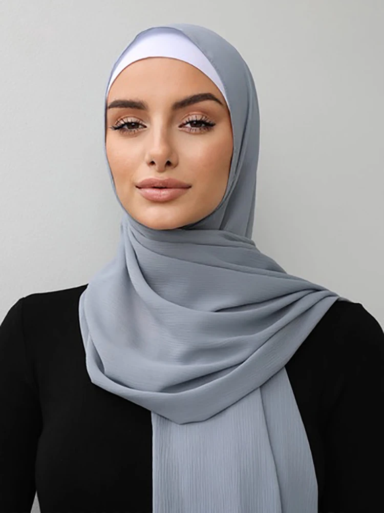 Islamic Abaya Chiffon Hijab Jersey solid Hijabs For Woman Abayas Head Scarf Muslim Dress Women Turbans Instant Arabic Turban