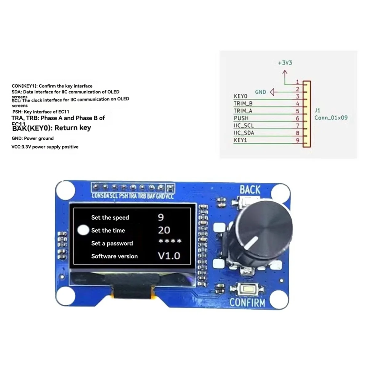【Penawaran!】Modul Tampilan OLED 1.3 Inci dengan Tombol EC11 Rotary Encoder Antarmuka IIC Layar LCD Modul DIY