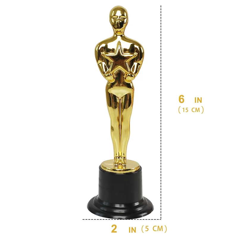 B49B-48 pacote de plástico ouro estrela prêmio troféus estatueta para favores de festa, prêmio escolar, prêmio de jogo, prêmio de festa