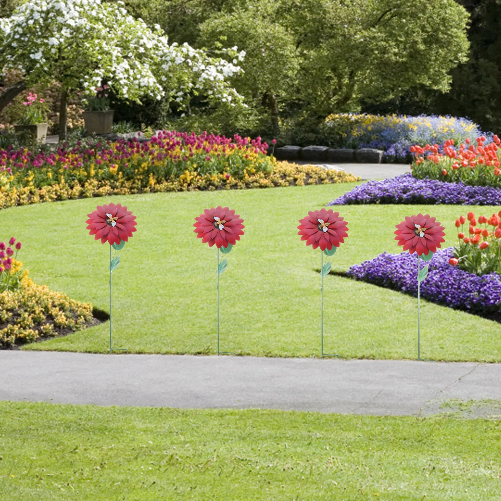 

Outdoor Flower Garden Decor Metal Sunflower Stakes for Yard Patio Pathway Spring Decorations for Home Outdoor Garden