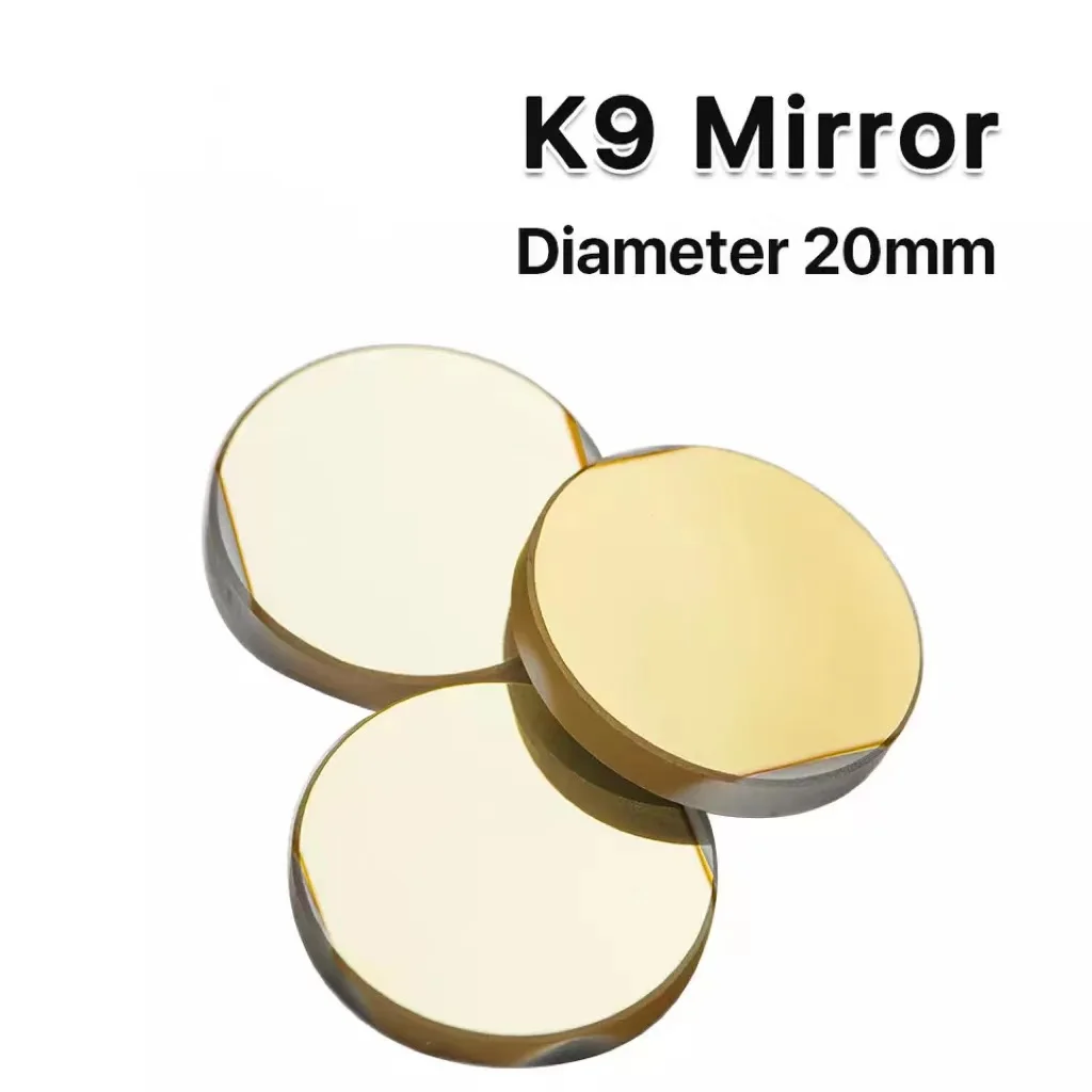 Miroir à réflexion laser CO2 K9, diamètre 20mm, matériau en verre avec revêtement doré pour graveur laser, Machine de découpe