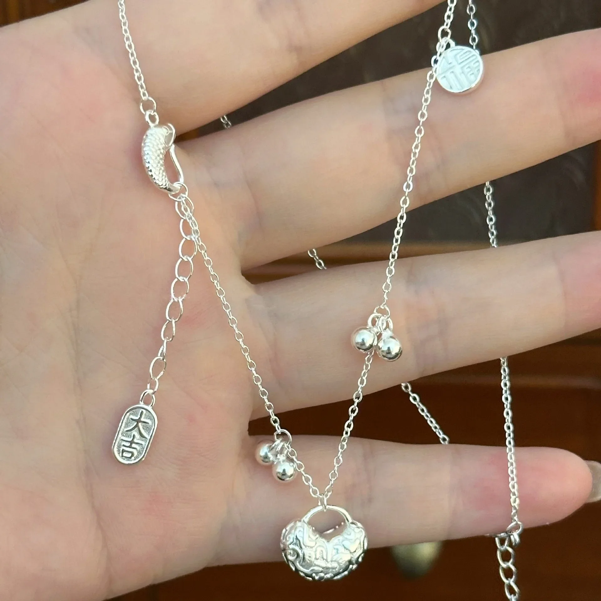 925 Sterling Silver Necklace Lock Vintage Corp Lucky Happiness Good Wish Bead for Women Girl Jewelry Gift Dropshipping Wholesale