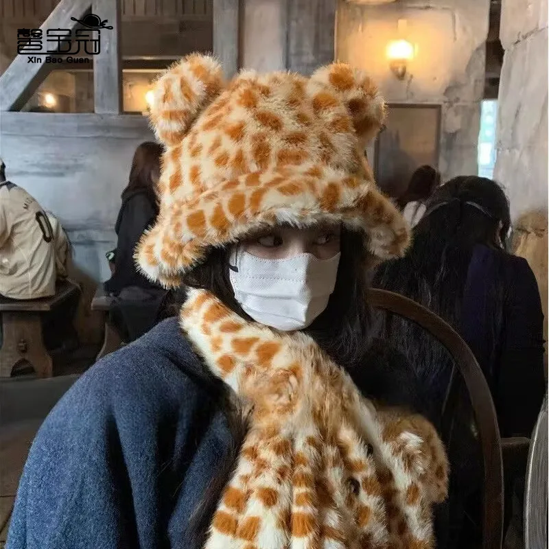 Conjunto de bufandas y gorro para mujer, gorro cálido de invierno, bufandas, gorros de felpa suaves