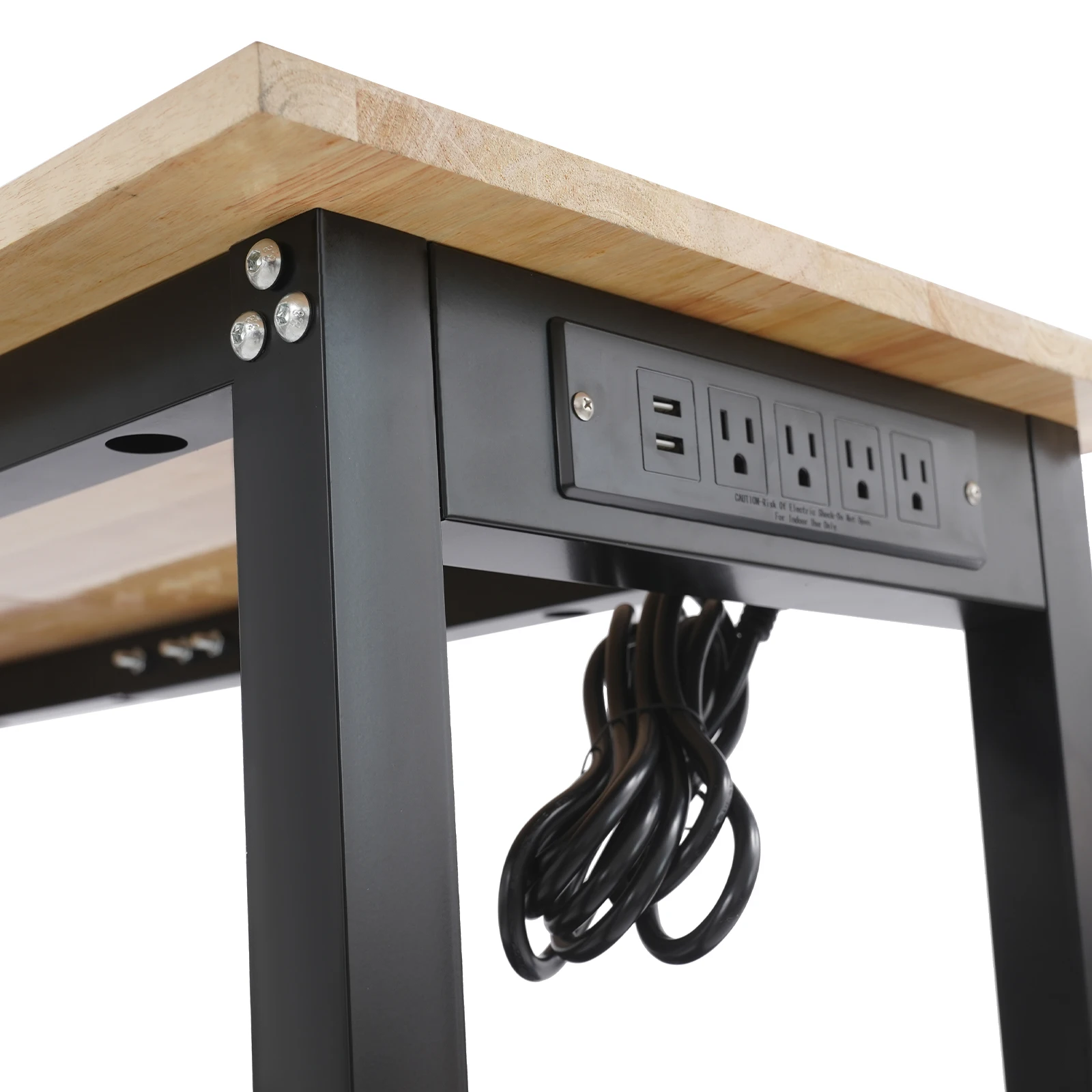 120*50cm Work Table with Power Outlets, Adjustable Height Workbench, Work Table with Pegboard Suitable for Restaurants, Homes