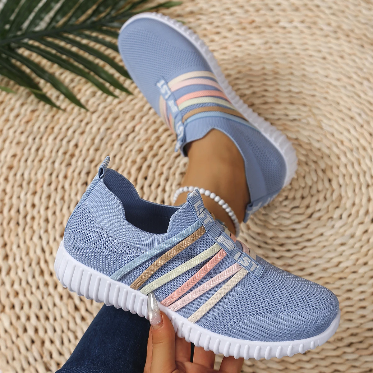 Delicadas Zapatillas Deportivas Arcoíris con Detalles Rosados para Mujer, Calzado Femenino 2025, Zapatos Baratos en Liquidación con Envío Gratis
