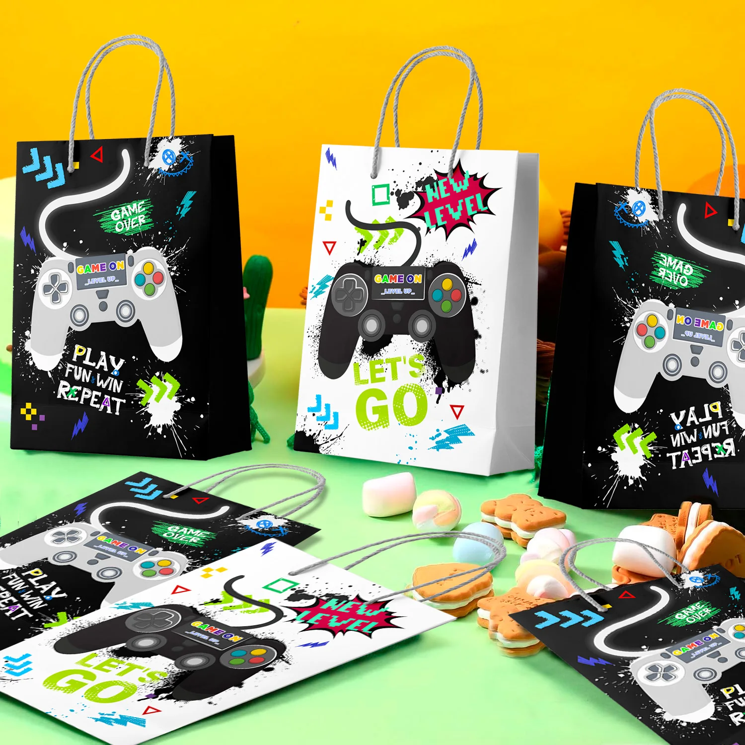 

Gamer Party Bags, 16 Pcs Video Game Goodie Bags Set - Video Game Favor Bags & Gaming Birthday Gift Bag, for Video Game Birthday