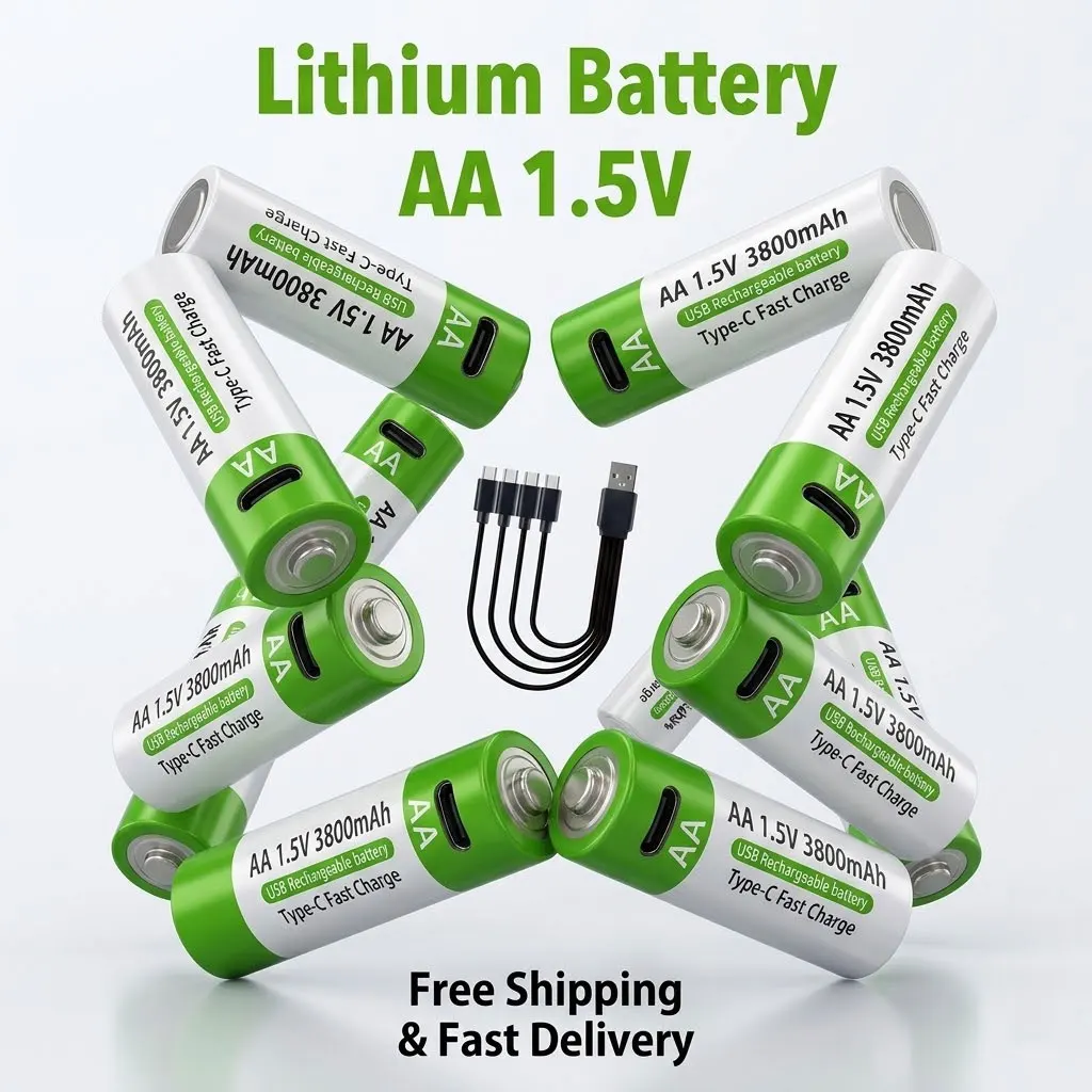 

AA AAA 1.5V 1200mAh TYPE-C Rechargeable Lithium Battery For Remote Control Microphone Toy Cars