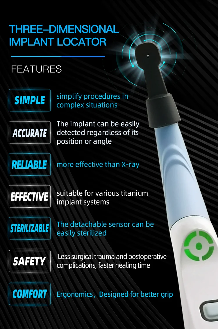 Easyinsmile Dental Implant Locator Accurate Cross-Scanning Spot Screwdriver Detector Tool 270 Rotatable Sensor Localization