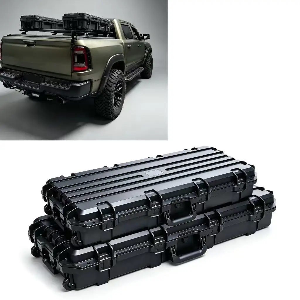 Remaco Wholesale 75L 95L 115L Portable PE Roof Mounted 4WD Camping 4x4 Storage Box Single Side Opening Rotomold Tool Rugged