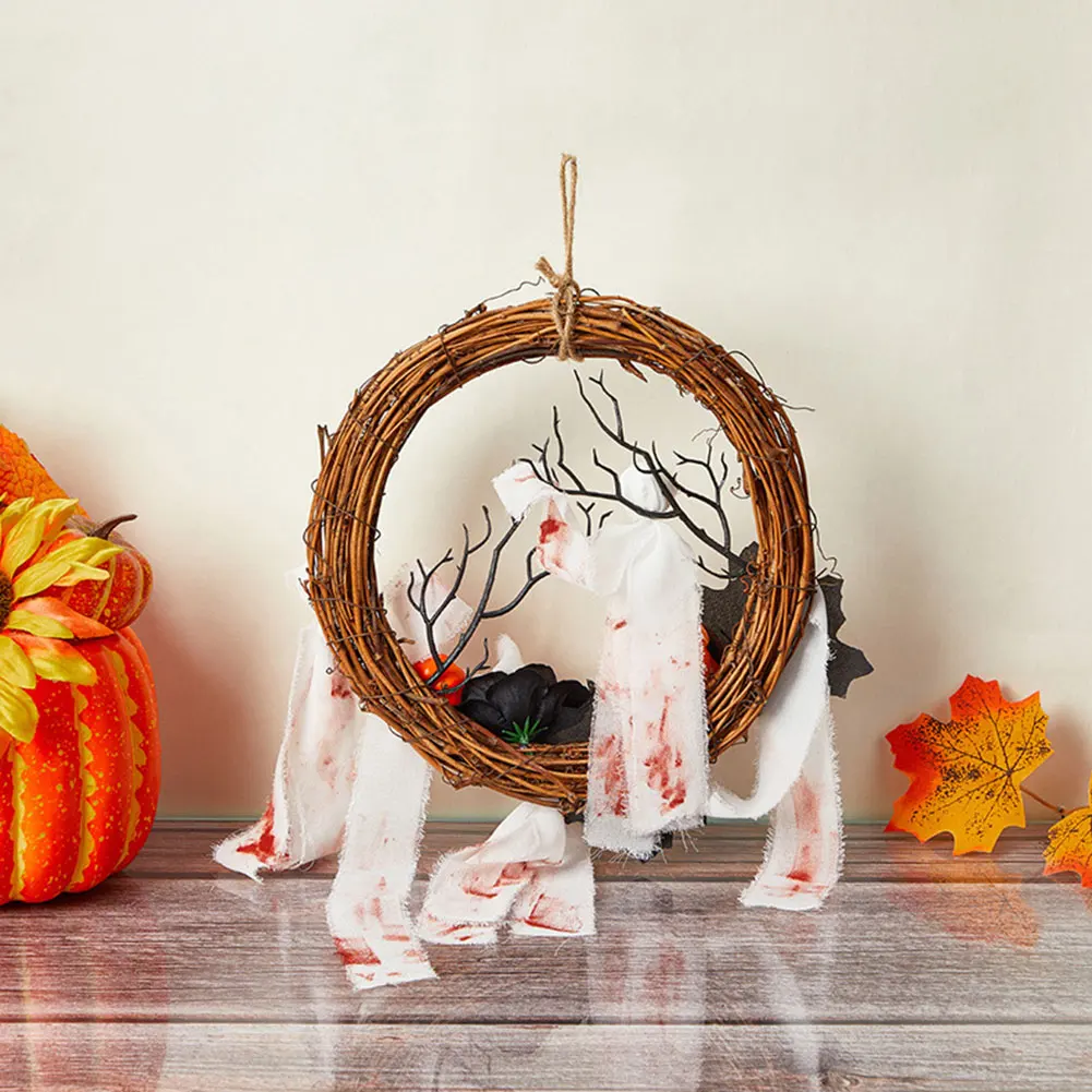 

Scary Pumpins Wreath For Front Door Spoof Window Hanging Ornament For Party Decoration