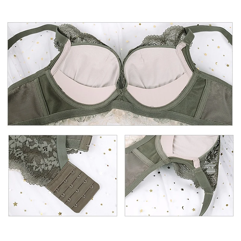 Sexy Lace Bras for Women, Push Up Bralette Bra & Brief Sets, Gather and Support Bra for Small Chest, Wirefree Bra