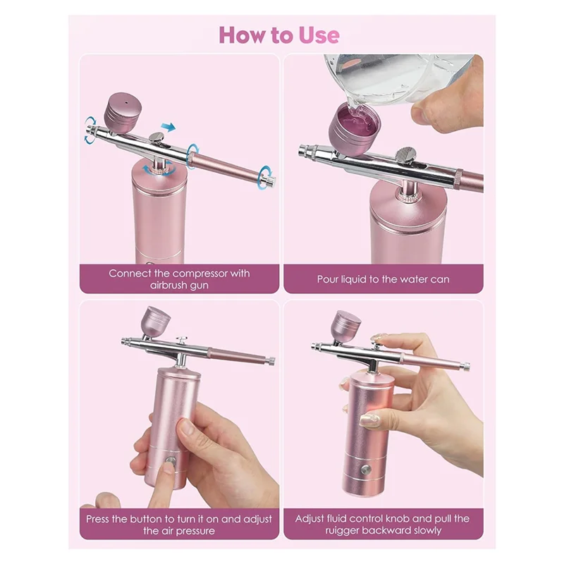 

Airbrush Kit With Compressor, Portable Nail Spraygun, Rechargeable Cordless Airbrush Set, Handheld Airbrush Machine-ABXK