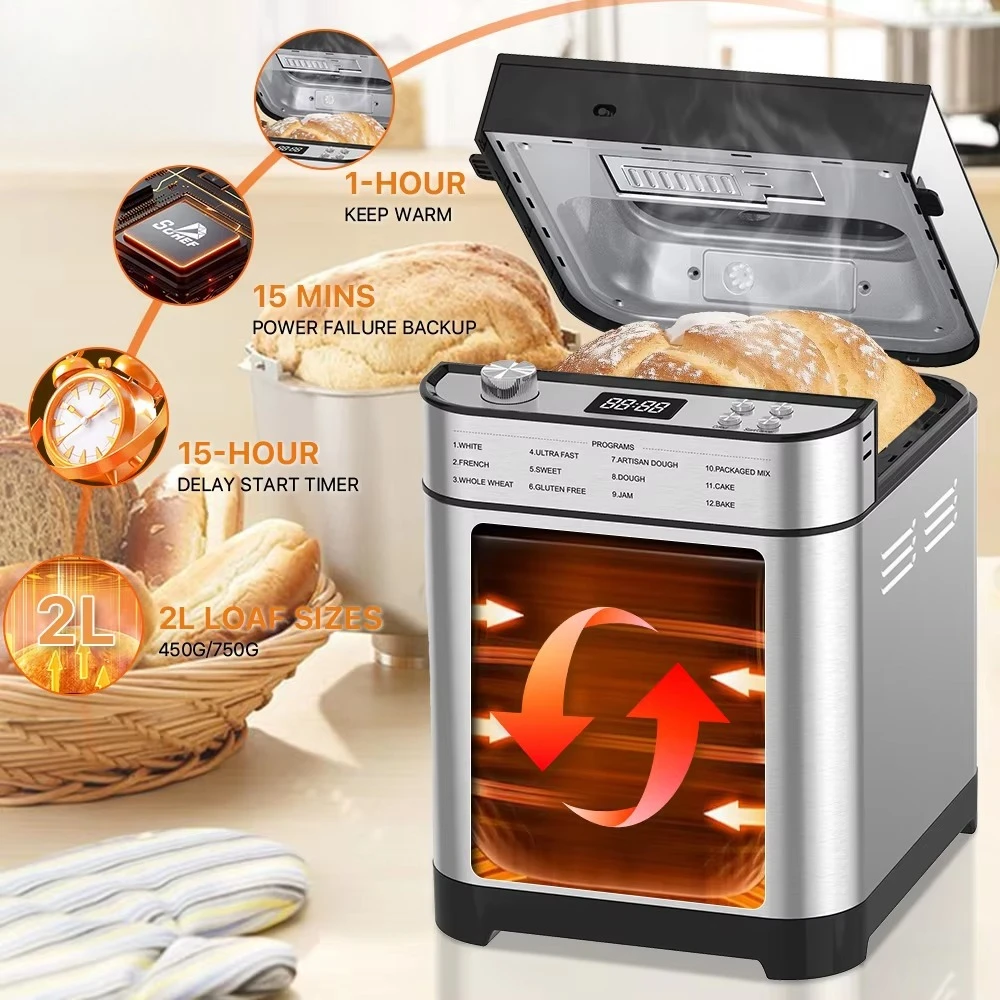 전기 아랍식 빵 및 피자 메이커 700W 2.5LB 용량 지연 시작 기능 보온 기능 맞춤형 크러스트 설정 가능 썸네일 4