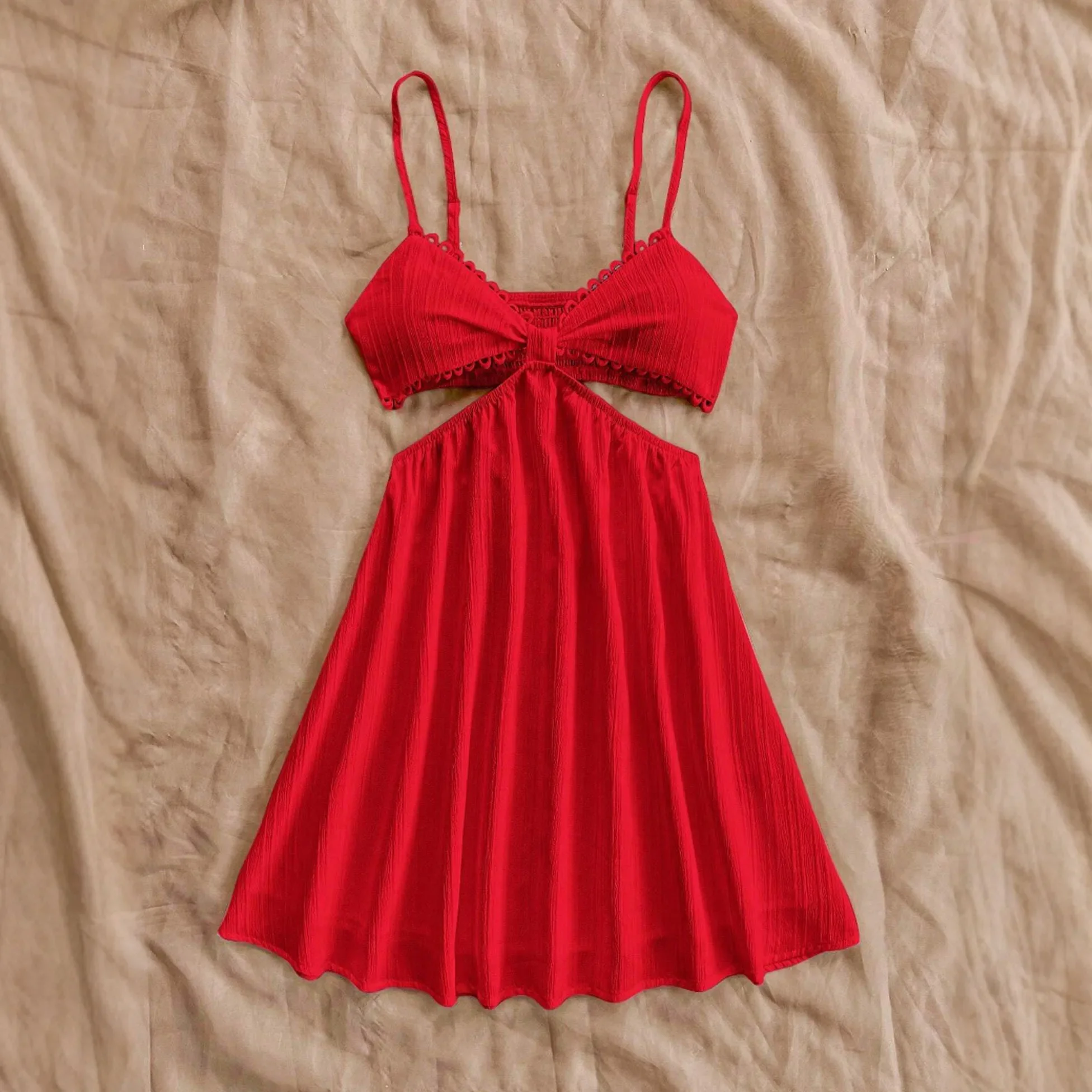 فساتين صيفية Hotsweet Chic Ruched بدون أكمام ورقبة على شكل حرف V فساتين صغيرة على طراز الشاطئ للنساء