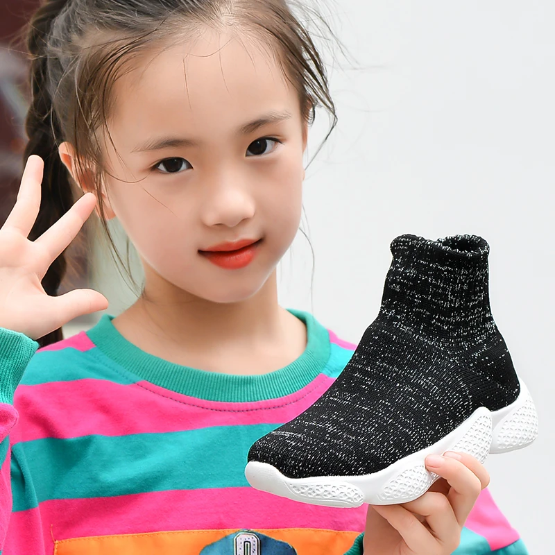 Children's high-top sports shoes casual shoes a pedal breathable children's socks shoes non-slip boys and girls running shoes