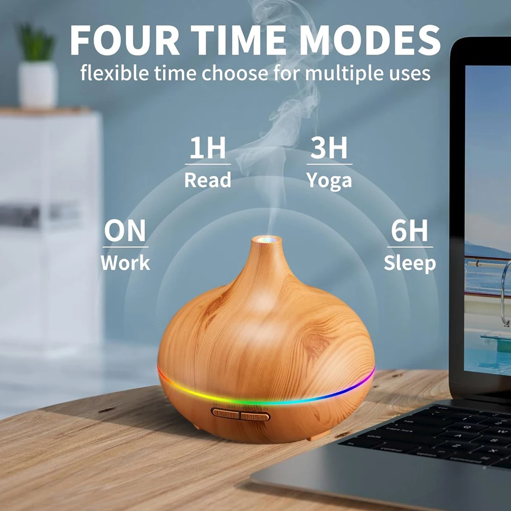 Large Cool Mist Humidifier with Ambient LED Light, Auto Shut-Off, Perfect for Home, Office, Bedroom