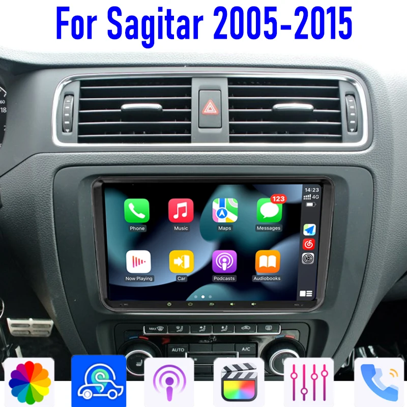 

GPS 9'' For VW Sagitar 2005-2015 Car Radio Head Unit Wireless Carplay Apple Android Auto Intelligent System Camera 4-64GB WIFI