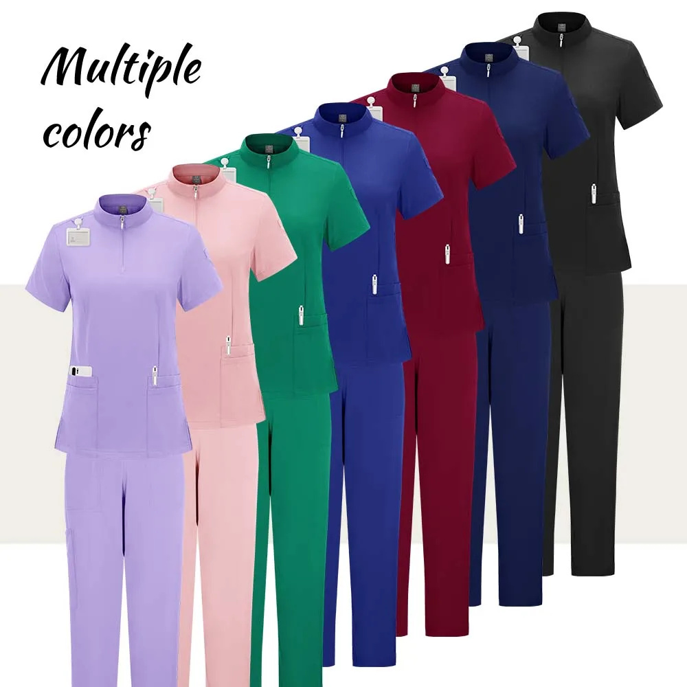 Stretch Scrubs Woman Set Medical Uniforms Women Surgical Tops Pant Dental Clinic Beauty Salon Workwear Clothes Nurse Accessories view 4