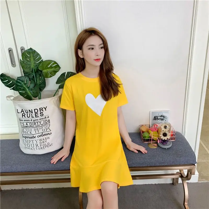 ขนาดบวกR Ufflesพิมพ์เกาหลีแขนสั้นเสื้อยืดชุดฤดูร้อนO-คอหลวมแฟชั่นMidiชุดลําลองวินเทจเสื้อผ้าผู้หญิง