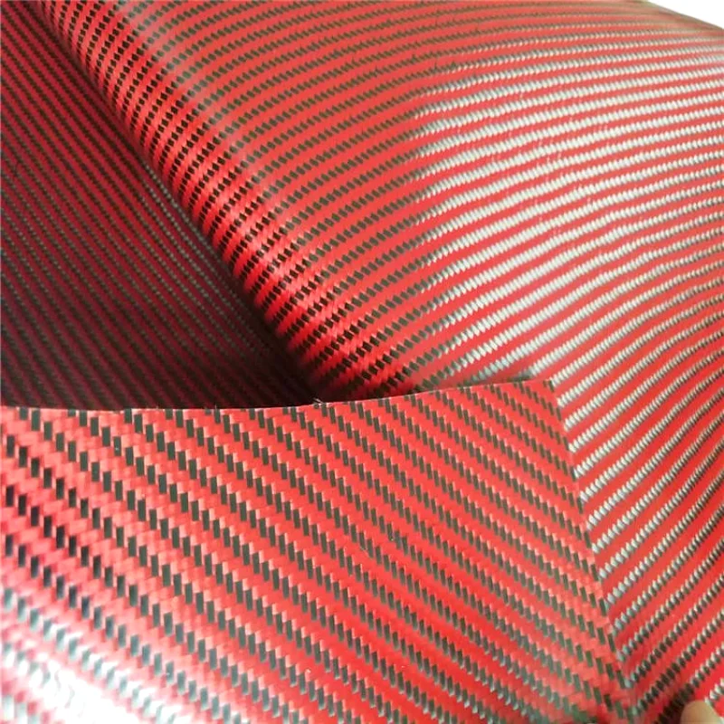 جلد من ألياف الكربون باللون الأحمر والأسود - نسيج قطني طويل 3K 200gsm مع تباين الألوان الديناميكي للسلع الداخلية والرياضية #3