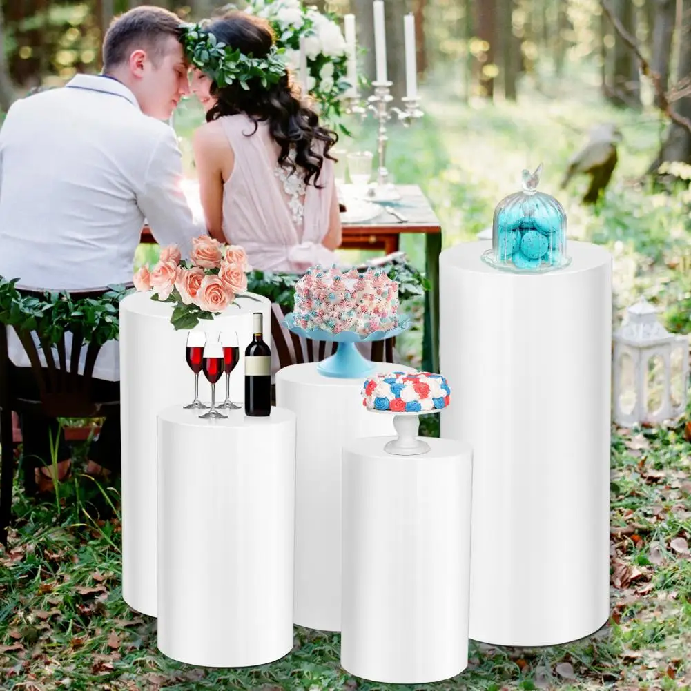 5-piece Set Of Cylindrical Dessert Table, Iron Wedding Props, Wedding Birthday Party Check-in Area, Dessert Column Decoration