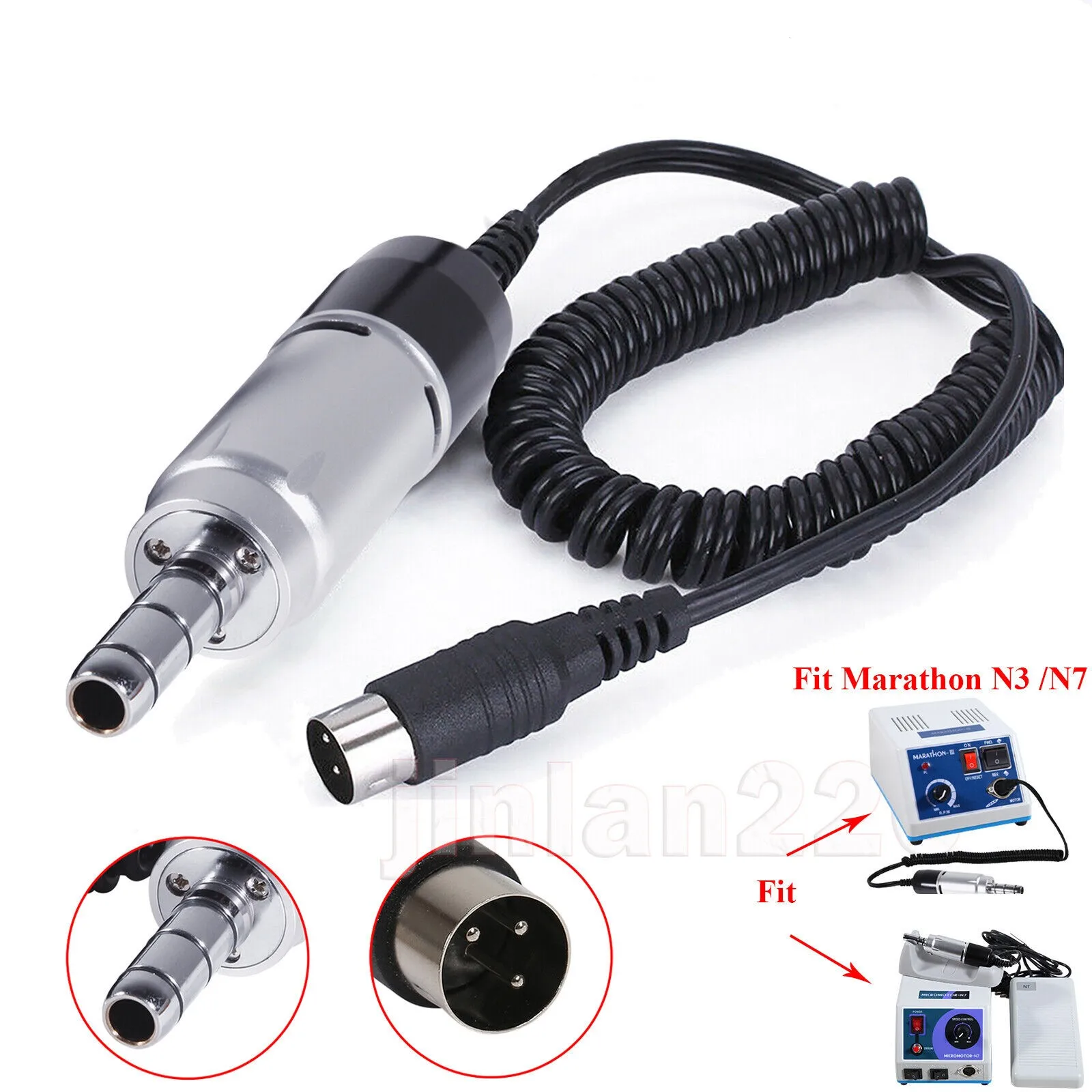 Dental Electric E-Type Micro Motor Lab Handpiece 35,000 RPM Max Fit Marathon Machine N2,N3,N7 N8