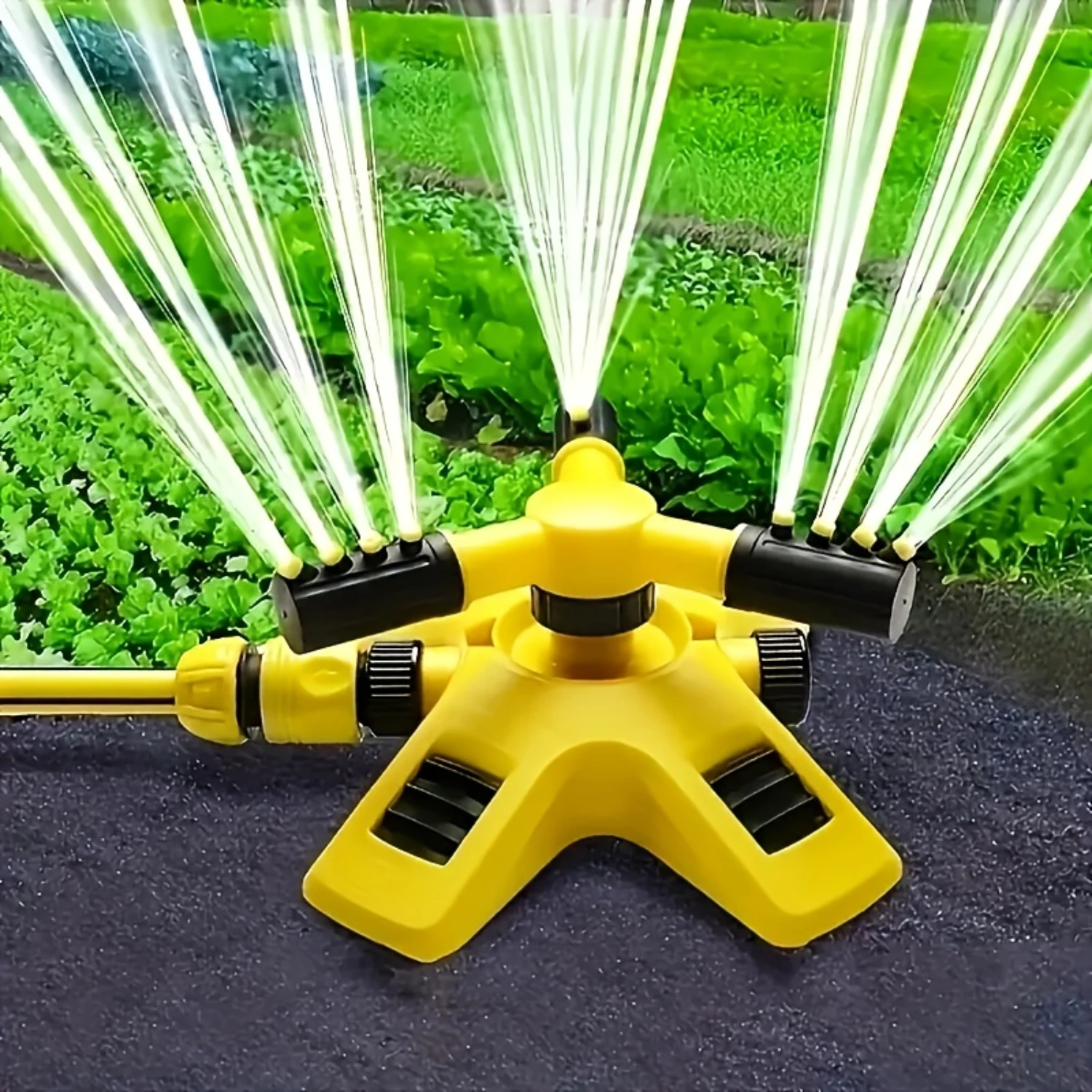 Auto-Rotate Sprinkler – Tow-Behind Garden Watering System with Multiple Components for Lawns & Gardens