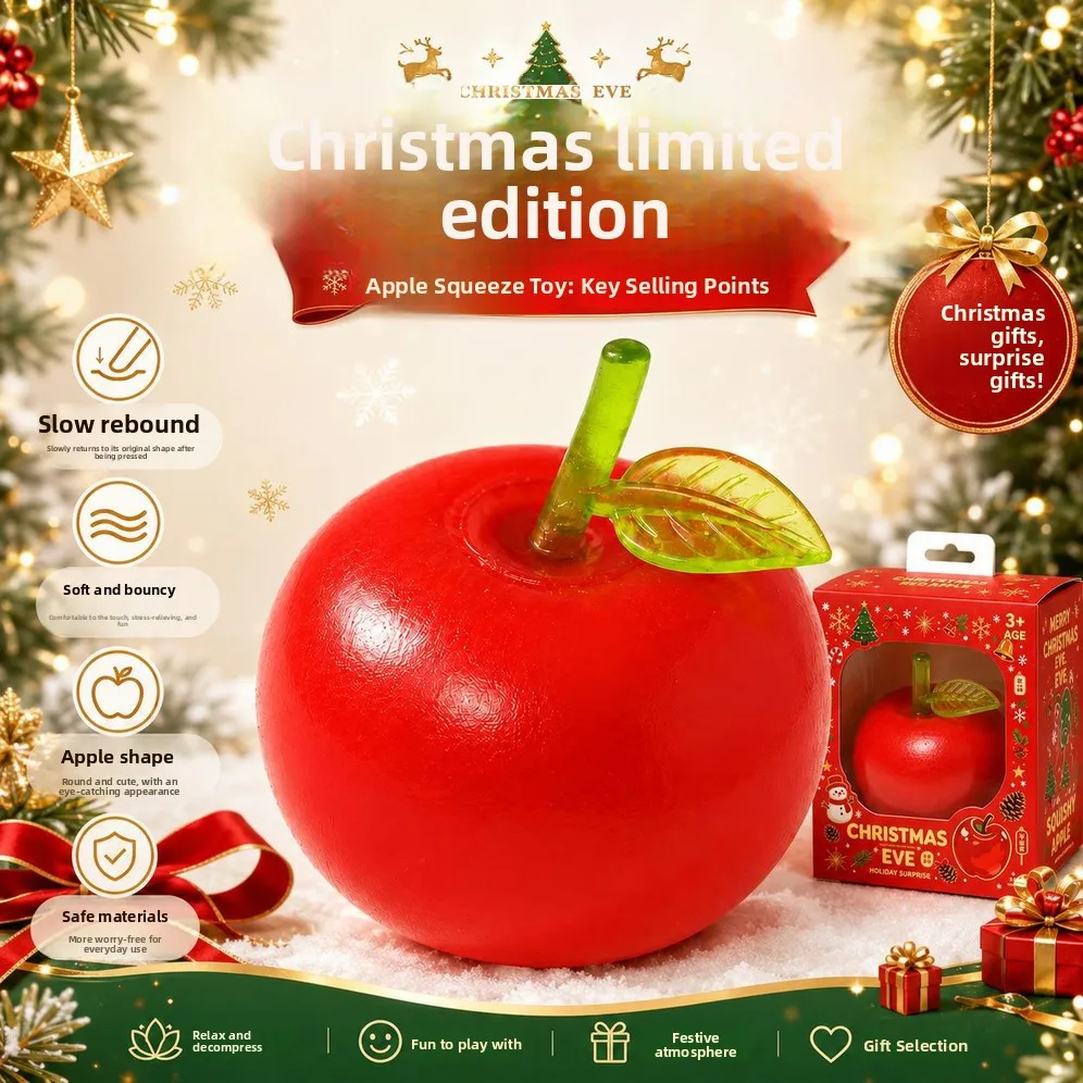 Maltose Apple Squishy Stress Ball, Slow-rebound, For Relieving Stress A Fun Toy For Holidays And Birthdays