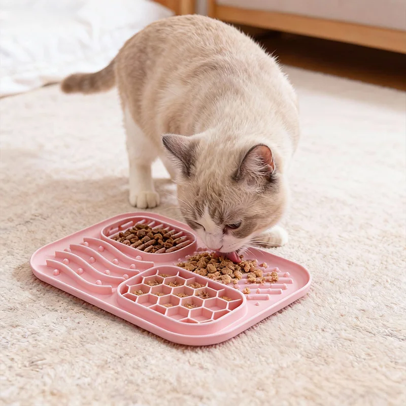 Silicone Pet Slow Feeding Bowl, Anti-tip Strong Suction Licking Mat To Slow Down Eating Speed And Improve Pet Digestion
