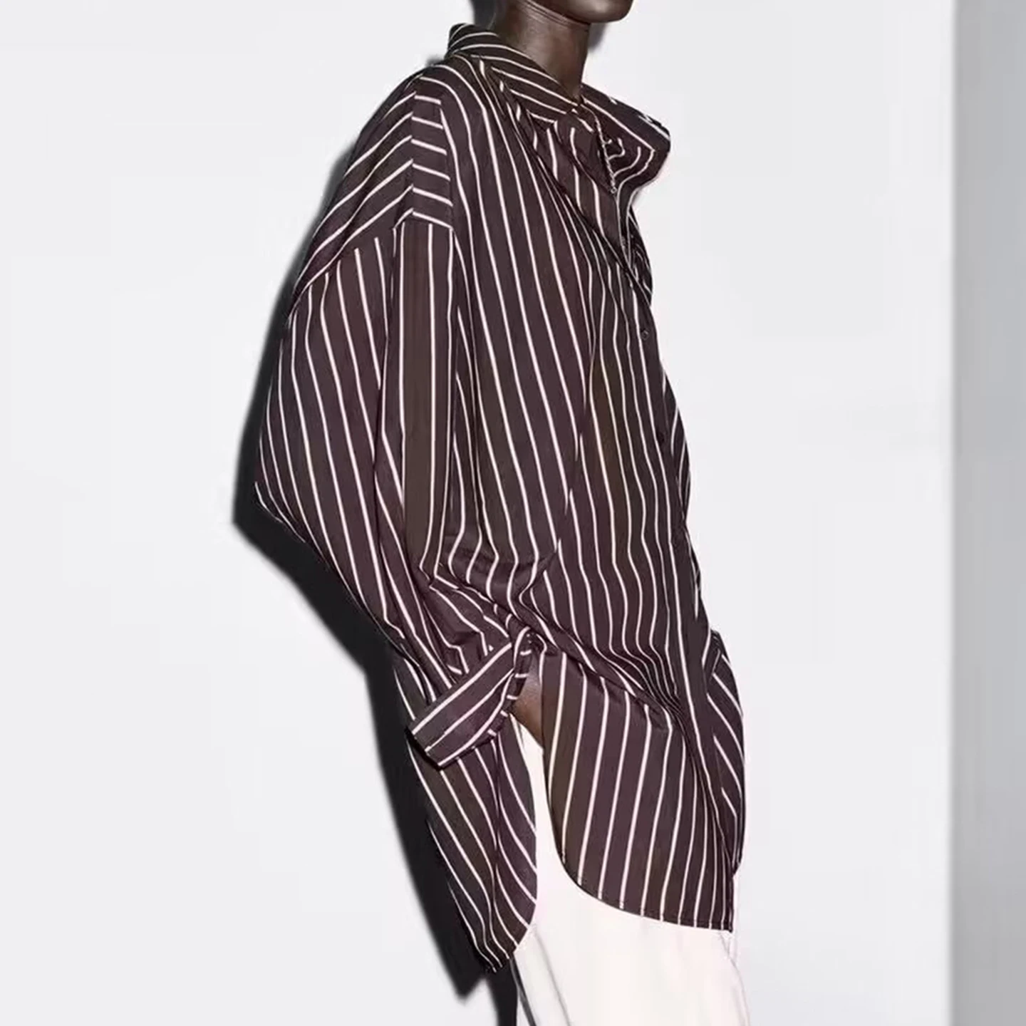 Csa Fena E com tras Verticais Soltas Marca Z Estilo Novo de Outono para Jovens Manga Longa com Gola Vir...