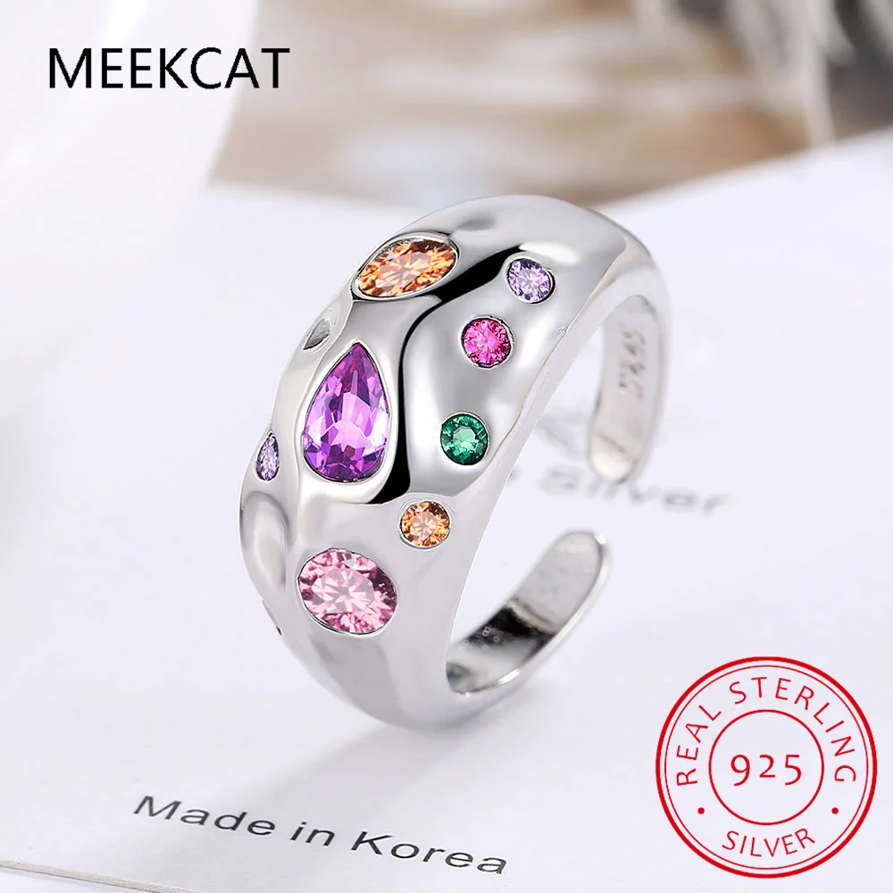

Natural Pear Citrine Peridot Amethyst Garnet Blue Topaz Rings 925 Sterling Silver For Women Colorful Gemstone Wedding Jewelry