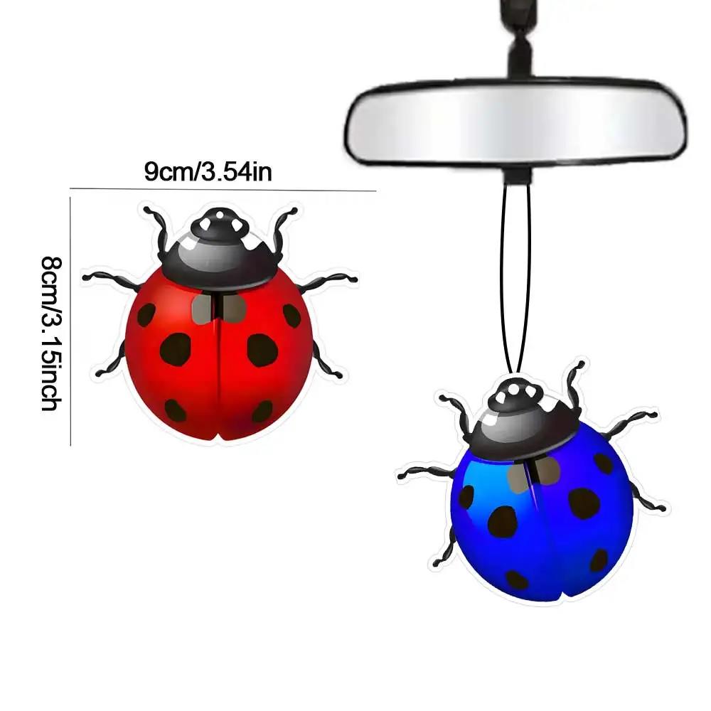 7-star ladybug car aromatherapy pendant, red/blue colors, long-lasting fragrance. Trendy car/home decor & creative gift.