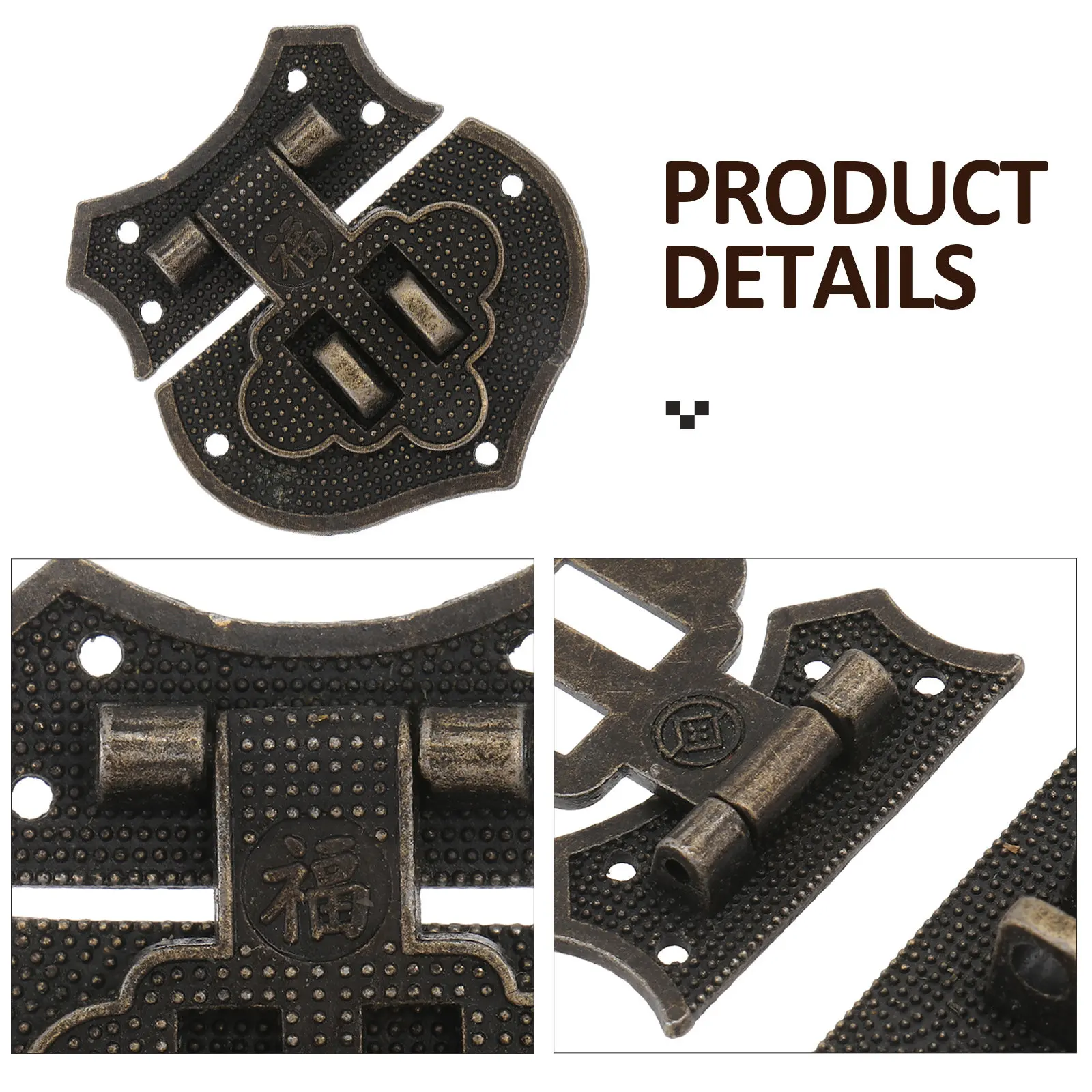 4Pcs Vintage Lock Buckle Zinc Alloy Retro Hook Lock for Earring Case Necklace Box Toolbox Heavy Duty Wooden Box