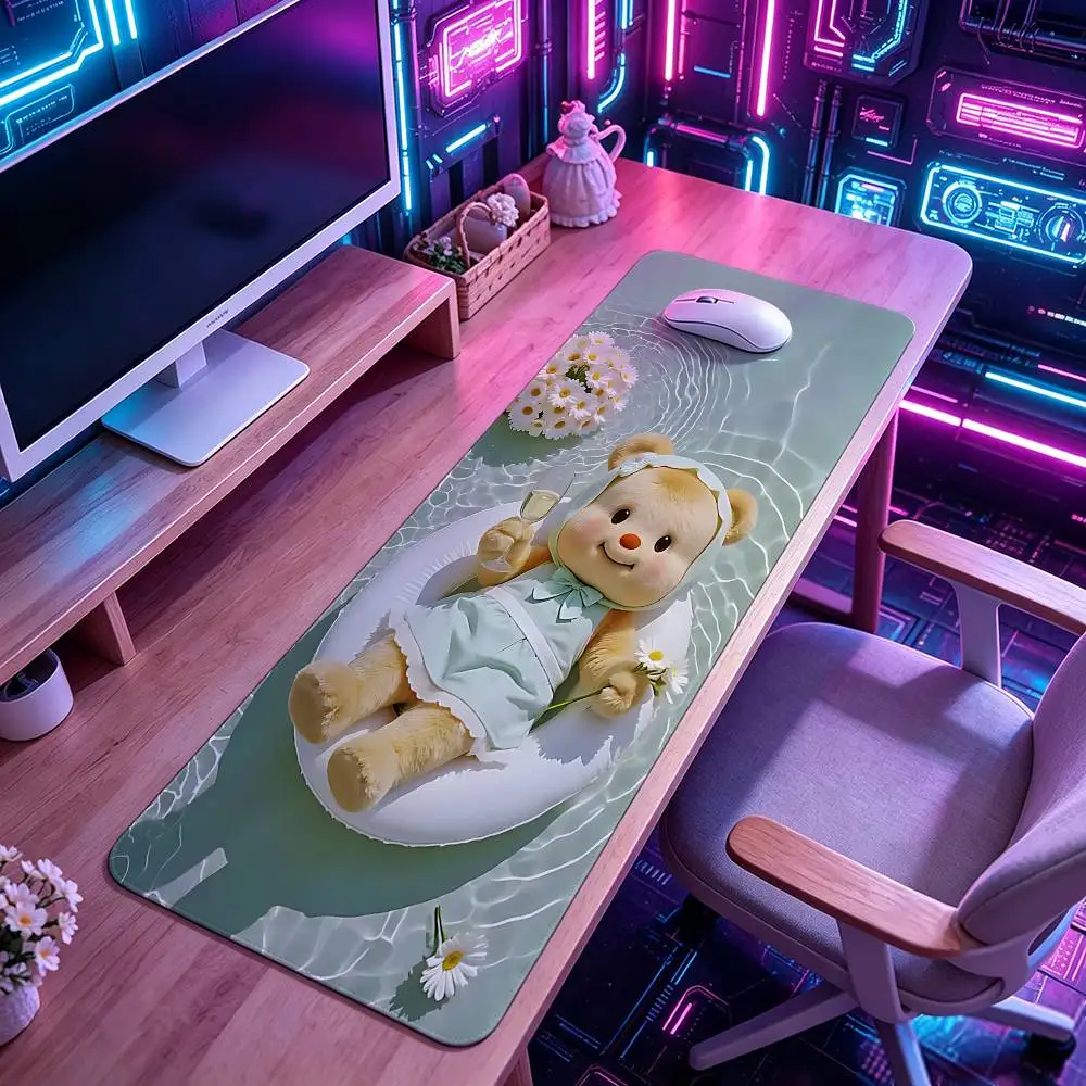 Kawaii B-butterbear Mouse Pad Computer Mat Deskpad Laptop Keyboard Mat Office Large Landscape Mousepad 4