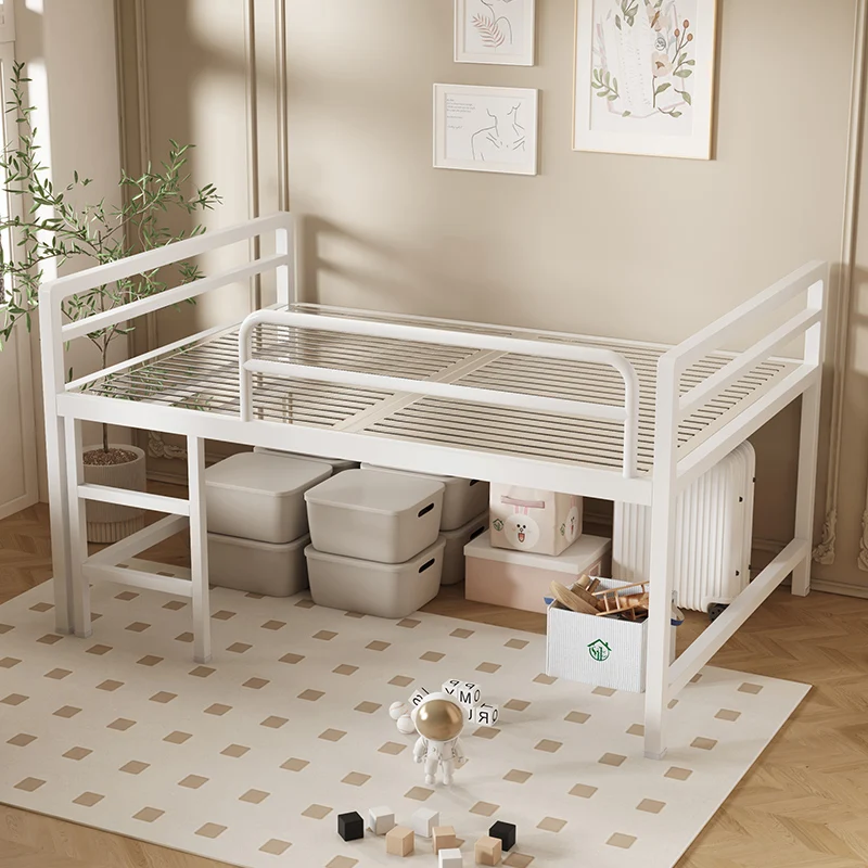 Small unit combination children's stainless steel half height bed, male and female teenagers can store items, high foot elevated