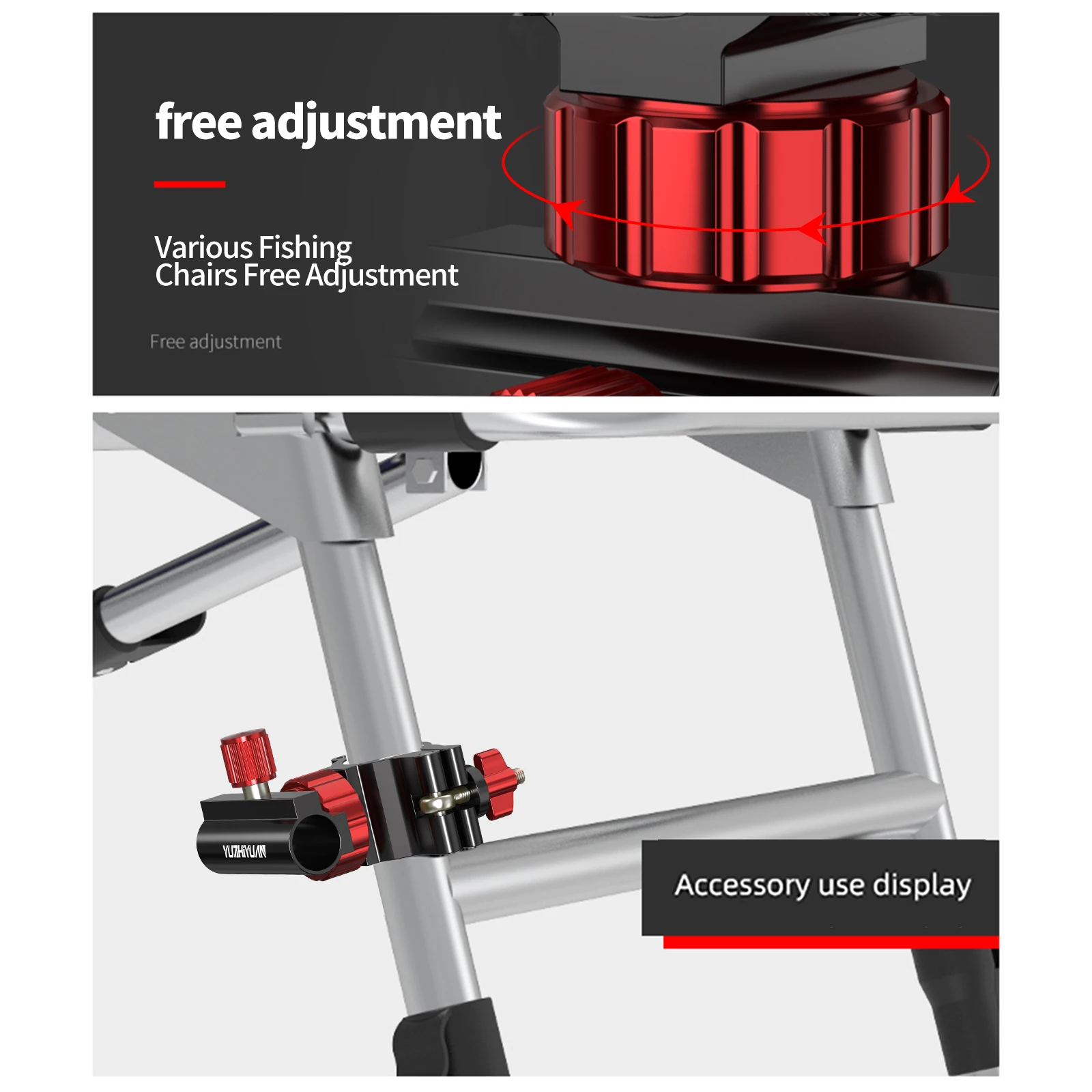 Aluminum alloy fishing accessories, can be rotating gear installation bracket, with adjustable fixture, for fishing
