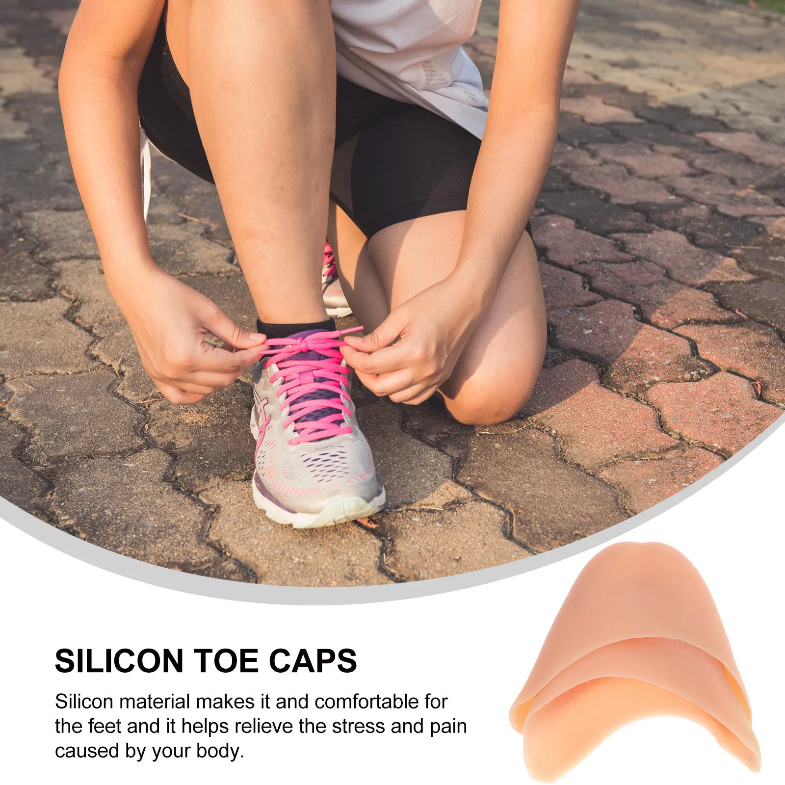 Silicone Toe Caps Nude 9.5x8.5cm for Ballet Shoes and All Footwear Gel Protector Pads for Toes Front Relief view 2