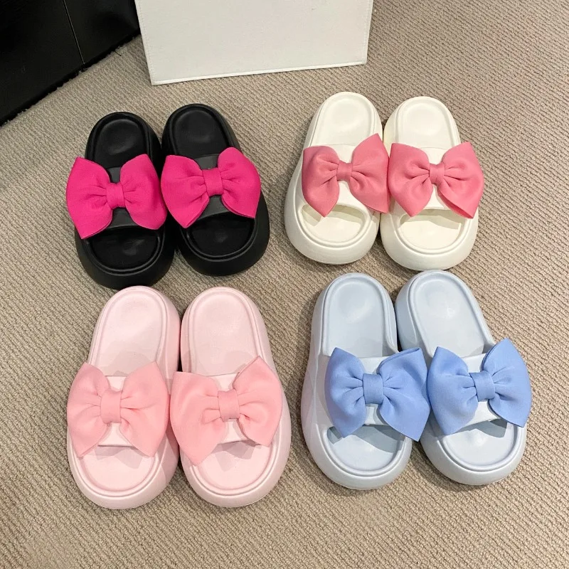 

Sandals and Slippers Household Non-slip Light Women Summer Cute Bow Fashion Versatile Material Casual Flip-flops