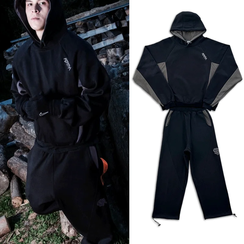 

Street styl Mertra Embroidery Tracksuit Clothes y2k Harajuku Hip Hop Fashion Men / Women Casual Sportswear Hoodies Pants Set