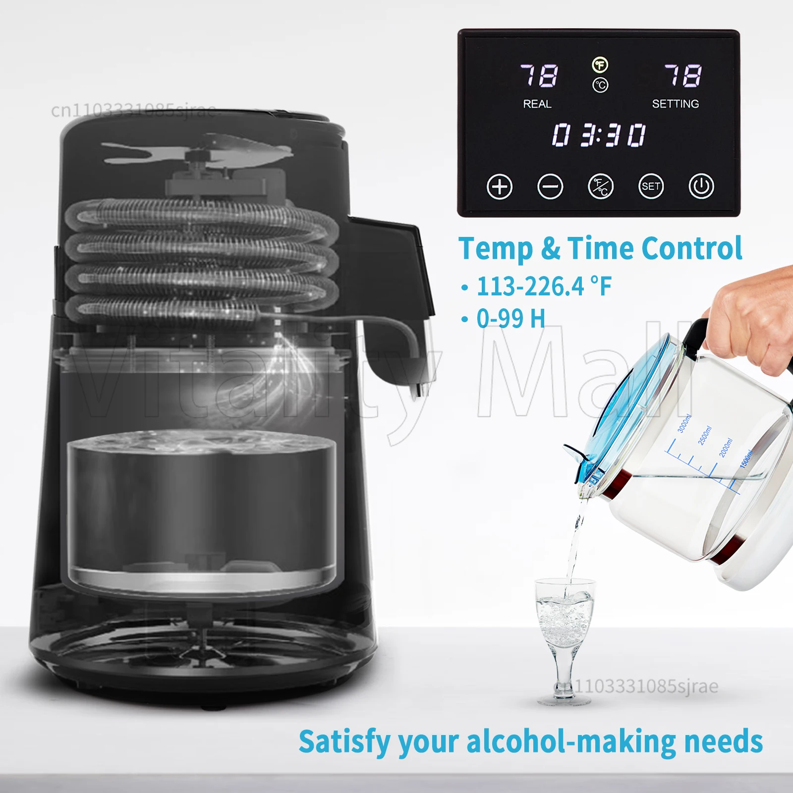 لون Destilador agua، purificador de agua eléctrico acero غير قابل للأكسدة، impression cepat en English para el hogar، 750 وات، 4 لتر،