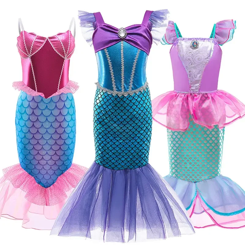 

Girls Little Mermaid Ariel Princess Dress Evening Party Dress Ball Gown Performance Dress Kids Fancy Costume Halloween Clothes
