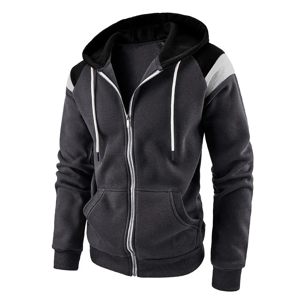 Men's Long Sleeve Hooded Sweatshirt for Athletic Sports Casual Zip Up Jacket for Running and Outdoor Activities