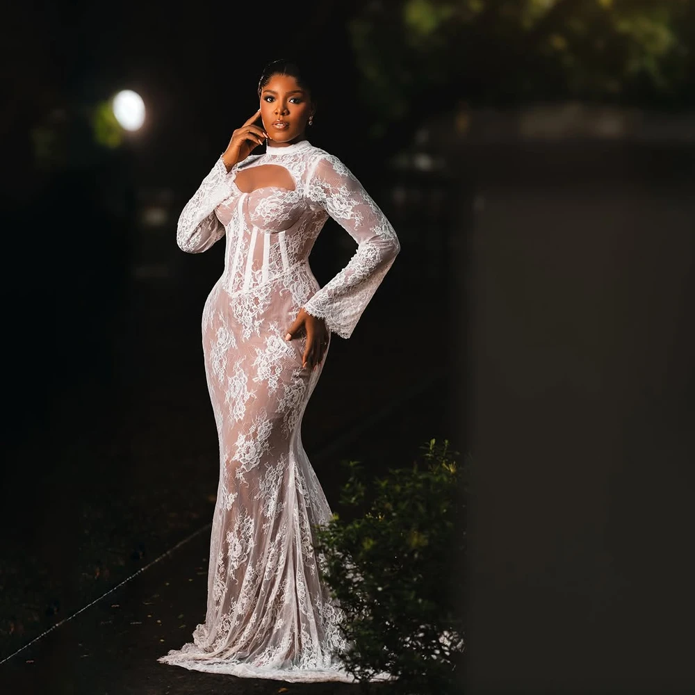 

Luxury Wedding Dresses Mermaid Lace Bridal Gowns O-Neck Robes Long Sleeve Applique For Brides Vestidos De Novia Customized