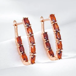 Wbmqda Fashion U Shaped Full Zircon Drop Earrings For Women 585 Rose Gold Color Luxury Wedding Party Fine Jewelry Accessories