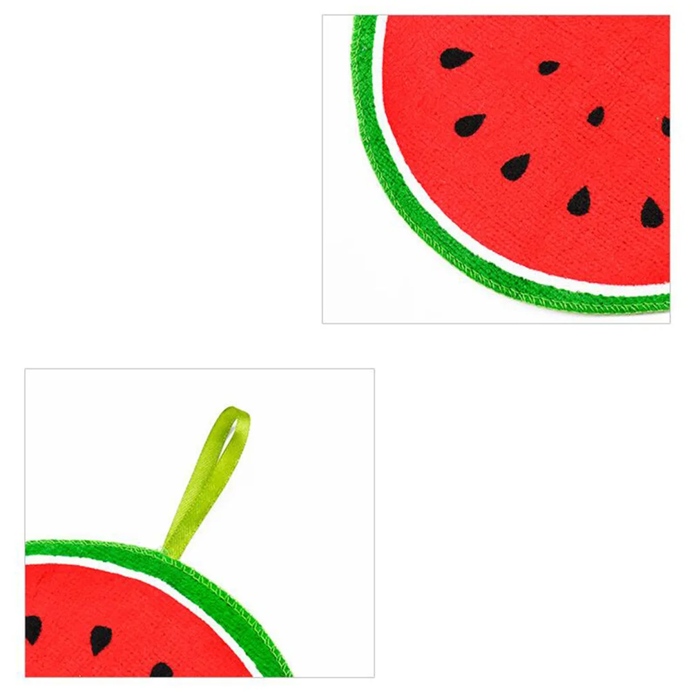 

2Pcs Soft Hanging Hand Towels Fruit Pattern Quick Dry Absorbent Kitchen Bathroom Dishcloth Cartoon Watermelon Design