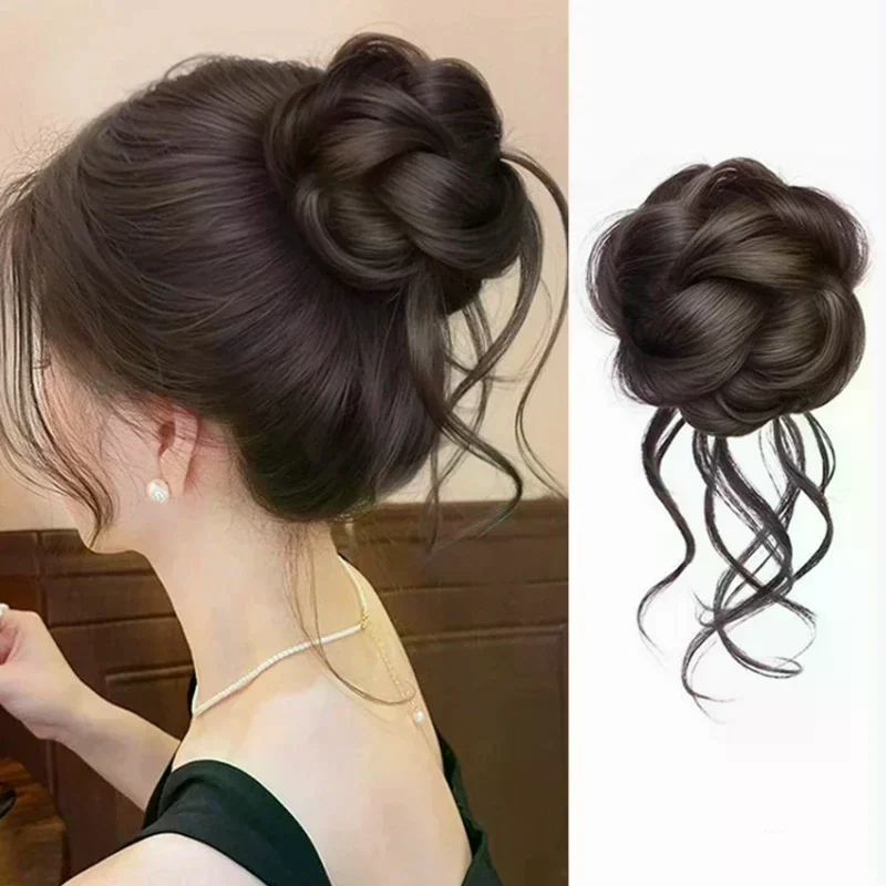 New Synthetic Hair Bun Chignon Messy Bun Claw Clip In Hair Piece Fluffy Curly Ponytail Extensions Hairpieces For Women