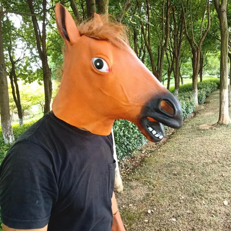 1 Stück Tier-Pferde-Terror-Maske DIY-Dekoration Pferdekopfmaske Cosplay-Kostüm Party Lustige Halloween-Kopfbedeckung – Detail 5