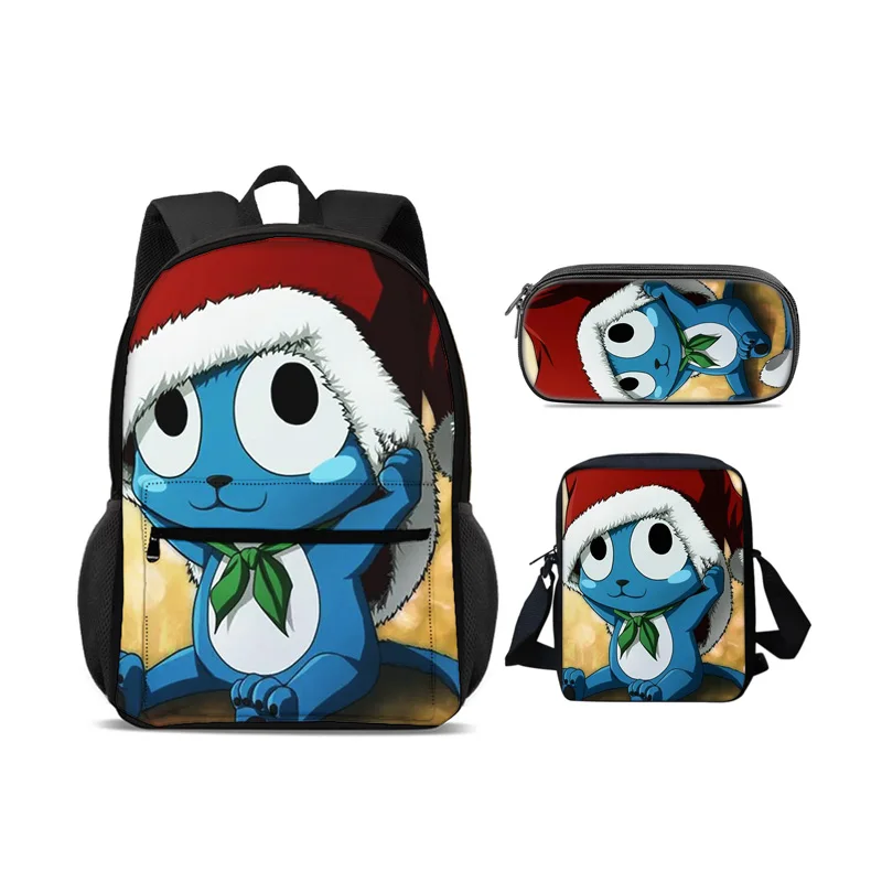 FAIRY TAIL Backpack Pen Bag Shoulder Bag 3Pcs Set Cartoon Anime Printed Student Boys and Girls New Large Capacity Versatile
