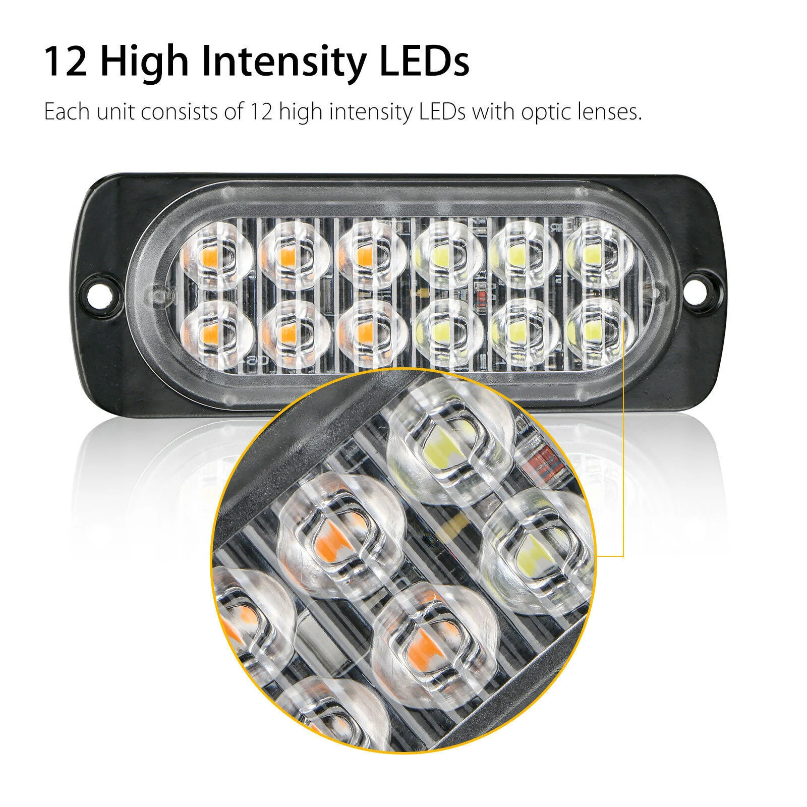 10PCS 12 LED Car Strobe Light Flash Warning Signal Beacon Lamp Truck Emergency Strobe LED Light Trailer Indicators Waterproof