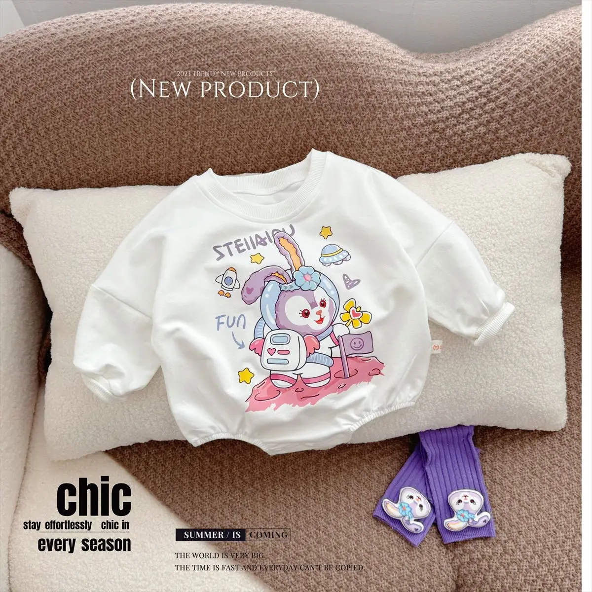 Instagram Hipster Baby Triangle Cover Girl Baby Cotton Soft and Comfortable Summer Clothes Purple StellaLou Rabbit Clothes